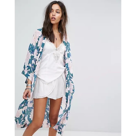 Free People | Tops | Free People Floral Printed Kimono Robe Open